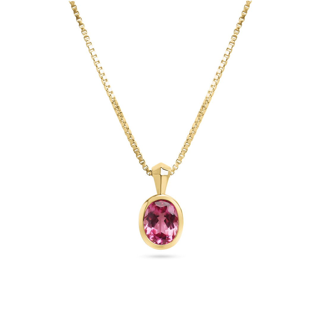 Pink Sapphire Bezel Necklace