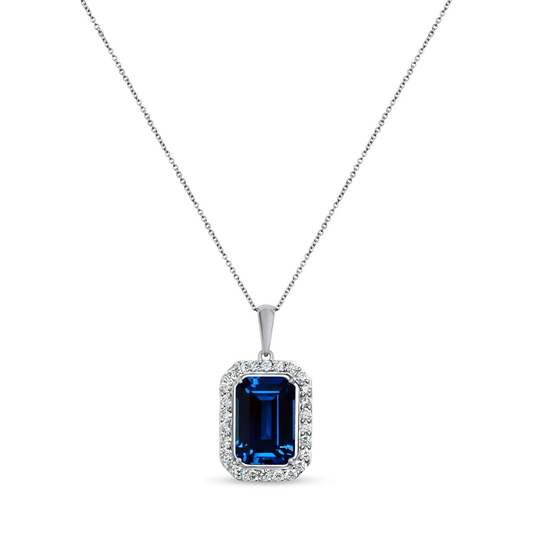 Sapphire Halo pendant with diamonds 